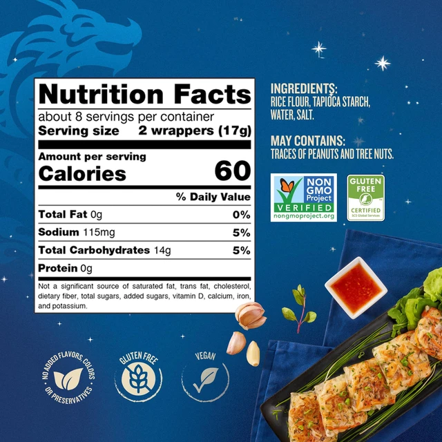 Alt view image 2 of 7 - Rice Paper Spring Roll Wrappers & Chopsticks- 4.7oz (Pack of 1) - Vietnamese Rice Paper Sheets - No Added Colors, Flavors Or Preservatives - Vegan, Gluten Free, Non-GMO - With Chopsticks