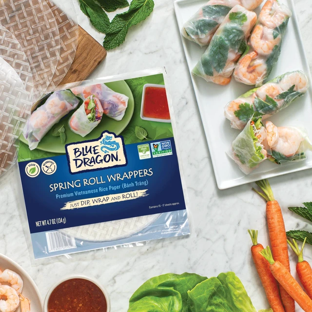 Alt view image 5 of 7 - Rice Paper Spring Roll Wrappers & Chopsticks- 4.7oz (Pack of 1) - Vietnamese Rice Paper Sheets - No Added Colors, Flavors Or Preservatives - Vegan, Gluten Free, Non-GMO - With Chopsticks