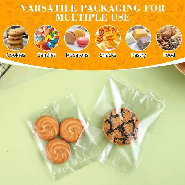 Alt view image 7 of 7 - 100 Pcs 5x7 Transparent Heat Seal Bags for Cookies,Clear Cookie Bags with Seal,Small Treat Bag for Baked Goods, Brownie Packaging