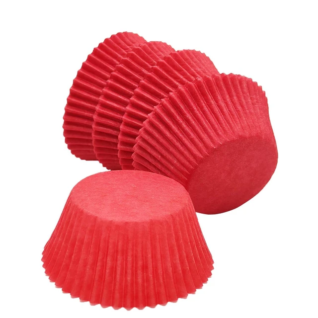Alt view image 6 of 7 - Premium Red Greaseproof Cupcake Liners Muffin Paper Baking Cups Standard Size, 100-Count