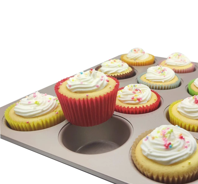 Alt view image 7 of 7 - Premium Red Greaseproof Cupcake Liners Muffin Paper Baking Cups Standard Size, 100-Count