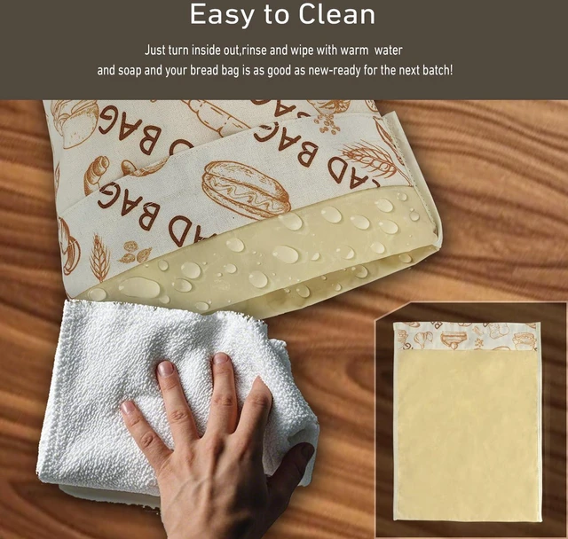 Alt view image 4 of 6 - Reusable Beeswax Food Wraps Bread Bags for Homemade Bread Loaf, Food Storage Containers, Organic Cotton XL Sourdough Beeswax Bread Bag Supplies Sandwich Wrapper, Sustainable, Fresh Keeping