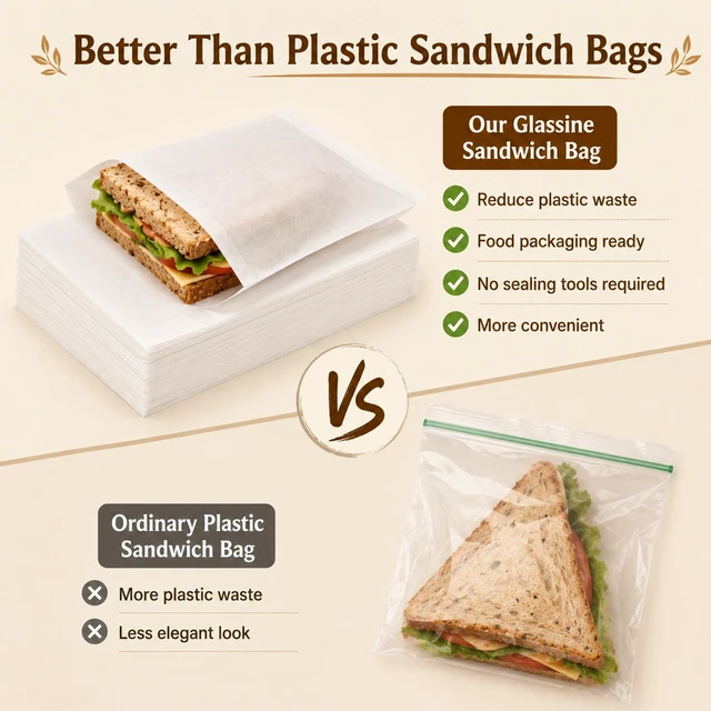 Alt view image 3 of 7 - 100 Wax Paper Sandwich Bags - 6"x8" White Paper Lunch Bags for Food | Glassine Bags for Food Take Out, Packaging for Bread, Toaster, Bagel, Pastry, Treat, Snack & Cookies, Soaps & Card Envelopes
