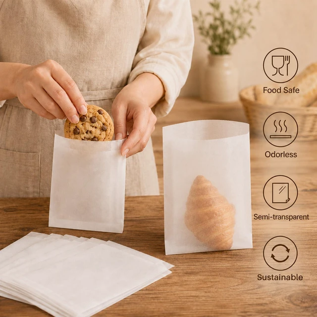 Alt view image 4 of 7 - 100 Wax Paper Sandwich Bags - 6"x8" White Paper Lunch Bags for Food | Glassine Bags for Food Take Out, Packaging for Bread, Toaster, Bagel, Pastry, Treat, Snack & Cookies, Soaps & Card Envelopes