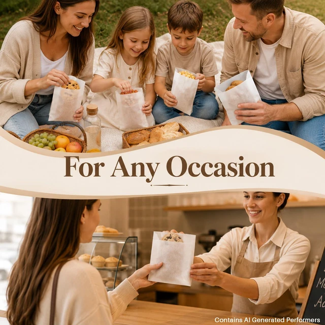 Alt view image 6 of 7 - 100 Wax Paper Sandwich Bags - 6"x8" White Paper Lunch Bags for Food | Glassine Bags for Food Take Out, Packaging for Bread, Toaster, Bagel, Pastry, Treat, Snack & Cookies, Soaps & Card Envelopes
