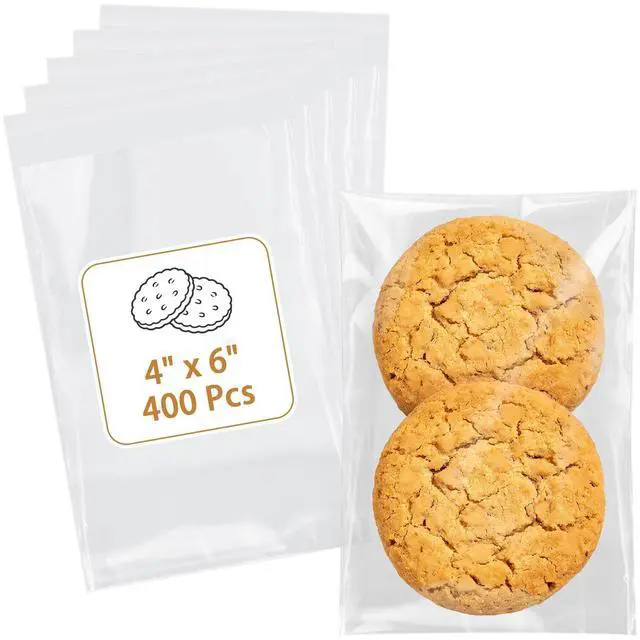 Main image of Cookie Bags with Seal, 400 Pcs (4x6 Inches) Self Sealing Cellophane Bag | Clear individual treat packaging, for baked goods, snacks, candy, party favors and gifts