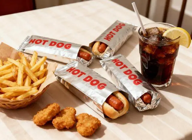 Alt view image 2 of 6 - 60 Pack Foil Hot Dog Wrappers Grease-Resistant Sleeves for Parties, Food Trucks, BBQs, and Takeout Keep Hot Dogs Warm & Fresh