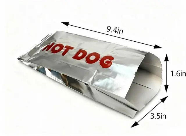 Alt view image 3 of 6 - 60 Pack Foil Hot Dog Wrappers Grease-Resistant Sleeves for Parties, Food Trucks, BBQs, and Takeout Keep Hot Dogs Warm & Fresh