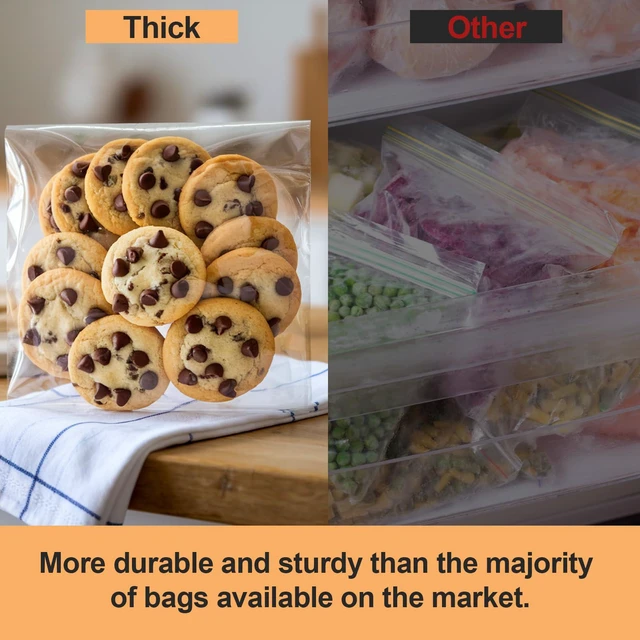 Alt view image 3 of 6 - 300 Pcs Cookie Bags with Seal, 5"x7" Clear Cellophane Bags | Resealable Closure, Food-Safe Material, Moisture Resistant, Party Favors, Bakery Display