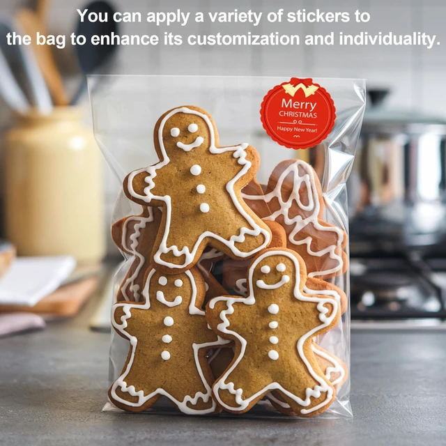 Alt view image 6 of 6 - 300 Pcs Cookie Bags with Seal, 5"x7" Clear Cellophane Bags | Resealable Closure, Food-Safe Material, Moisture Resistant, Party Favors, Bakery Display