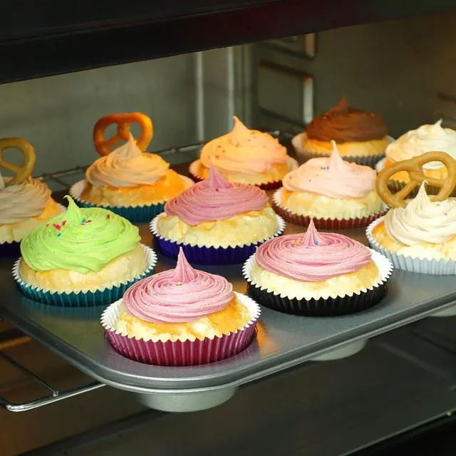 Alt view image 4 of 7 - Standard Pink Foil Cupcake Liners Wrappers Baking Cups 100-Count | Heavy-Duty Pink Muffin Liners With Style, Metallic Foil Baking Cups Sturdy Enough, Vibrant Colors and Won't Fade When Baked