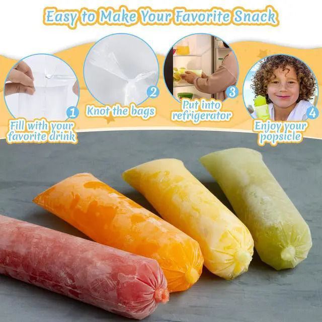 Alt view image 5 of 7 - 100 Ice Candy Plastic Bags - 4x12 Disposable Bolis Ice Pop Bags | Bolsas para bolis de hielo mexicanos, Bolsas para helados caseros, Popsicle Mold Bags for Ice Cream Smoothie, Beach Essential