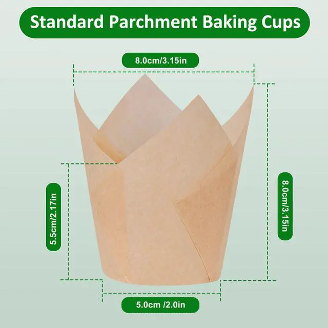 Alt view image 4 of 7 - 150pcs Tulip Cupcake Liners Parchment Paper Muffin Cups for Baking | Unbleached, Excellent Greaseproof & Non-Stick Natural EU Parchment Paper Cupcake Wrappers Perfect for Muffins & Cupcakes