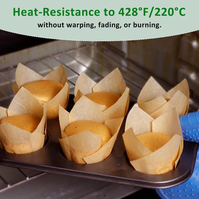 Alt view image 5 of 7 - 150pcs Tulip Cupcake Liners Parchment Paper Muffin Cups for Baking | Unbleached, Excellent Greaseproof & Non-Stick Natural EU Parchment Paper Cupcake Wrappers Perfect for Muffins & Cupcakes