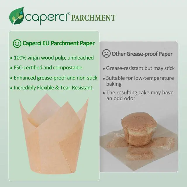 Alt view image 6 of 7 - 150pcs Tulip Cupcake Liners Parchment Paper Muffin Cups for Baking | Unbleached, Excellent Greaseproof & Non-Stick Natural EU Parchment Paper Cupcake Wrappers Perfect for Muffins & Cupcakes