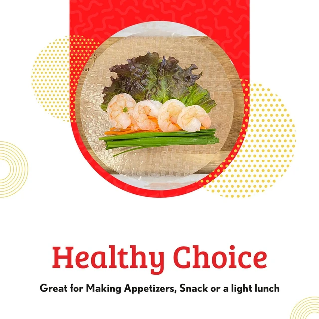 Alt view image 4 of 7 - Fresh Spring Roll Rice Paper Wrappers 30 Sheets | Non-GMO, Gluten-Free, Low Carb, Natural Ingredients | Vietnamese Summer Veggie Wraps