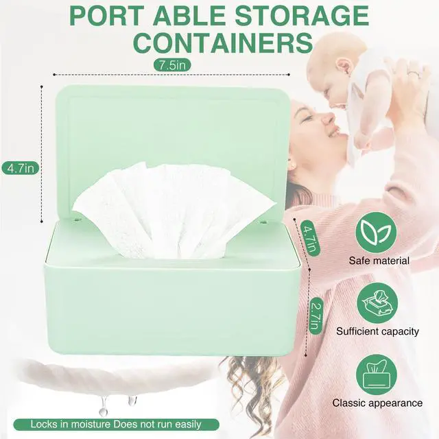Alt view image 3 of 7 - Baby Wipes Dispenser, Wipe Holder for Baby & Adult,Keeps Wet Tissue Fresh, Non-Slip Wipes Case, Flushable Wipe Container with Sealing Design Lid