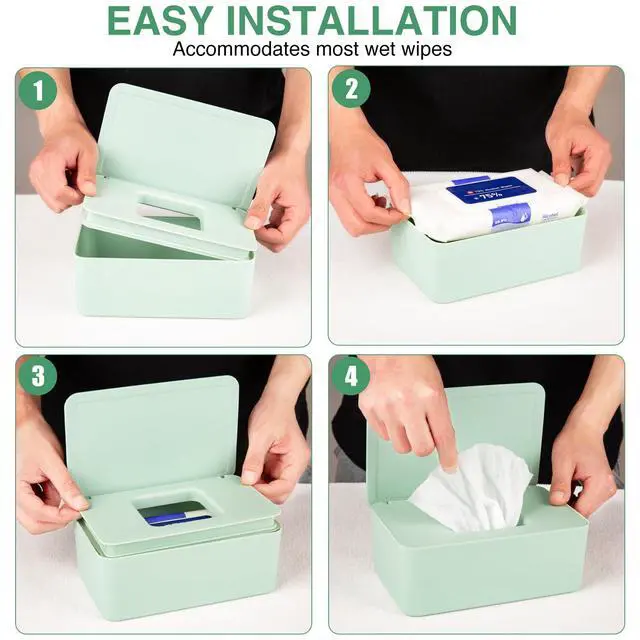 Alt view image 6 of 7 - Baby Wipes Dispenser, Wipe Holder for Baby & Adult,Keeps Wet Tissue Fresh, Non-Slip Wipes Case, Flushable Wipe Container with Sealing Design Lid