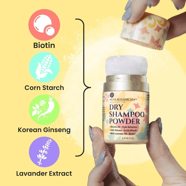 Alt view image 3 of 7 - Non-Aerosol Dry Shampoo Powder - Lavender - 0.42 oz Travel | Non-Aerosol Volumizing Powder Infused with Biotin & Korean Ginseng - Absorbs Oil & Refreshes Hair - Travel-Friendly Size