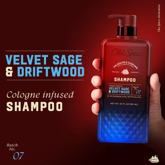 Alt view image 2 of 7 - Mens Shampoo, The Spice Alchemist Collection, 24/7 Cologne-Infused Velvet Sage & Driftwood Scent, Free of Parabens & Phthalates, 20 fl oz