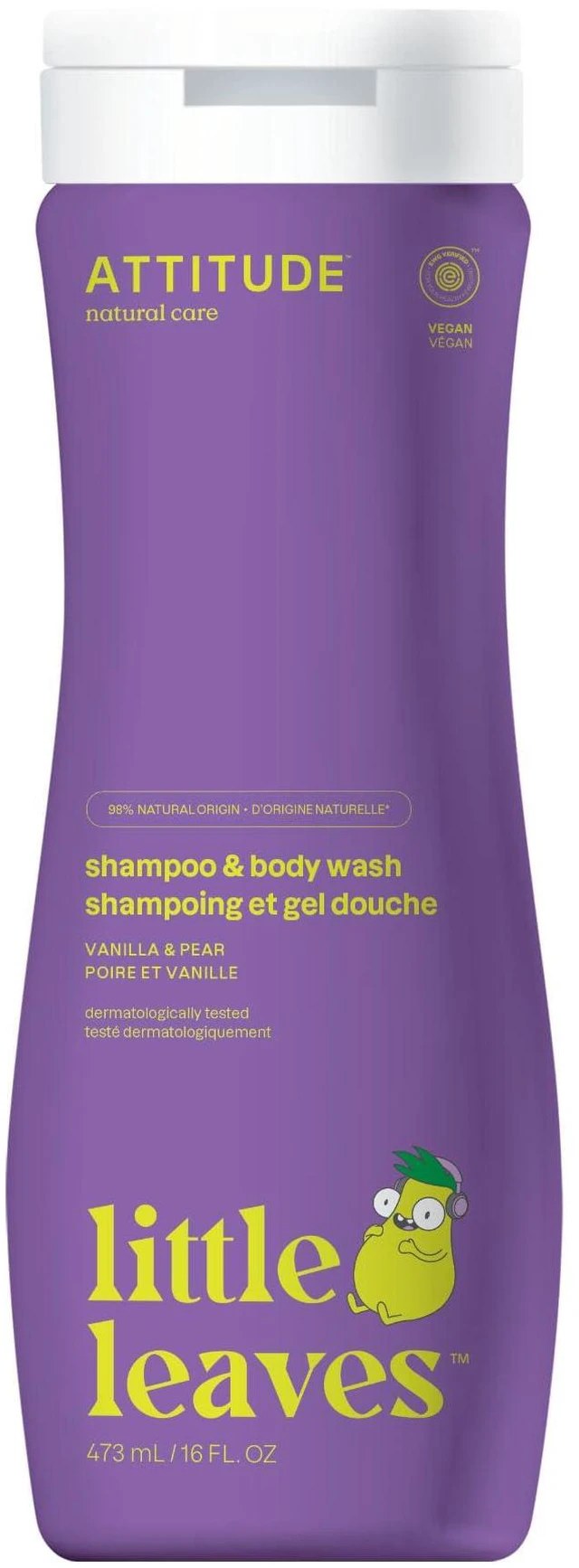 Main image of Shampoo and Body Wash for Kids, EWG Verified Hair and Body Cleanser, Dermatologically Tested Soap, Plant and Mineral Based Bath Products, Vegan, Vanilla & Pear, 16 Fl Oz