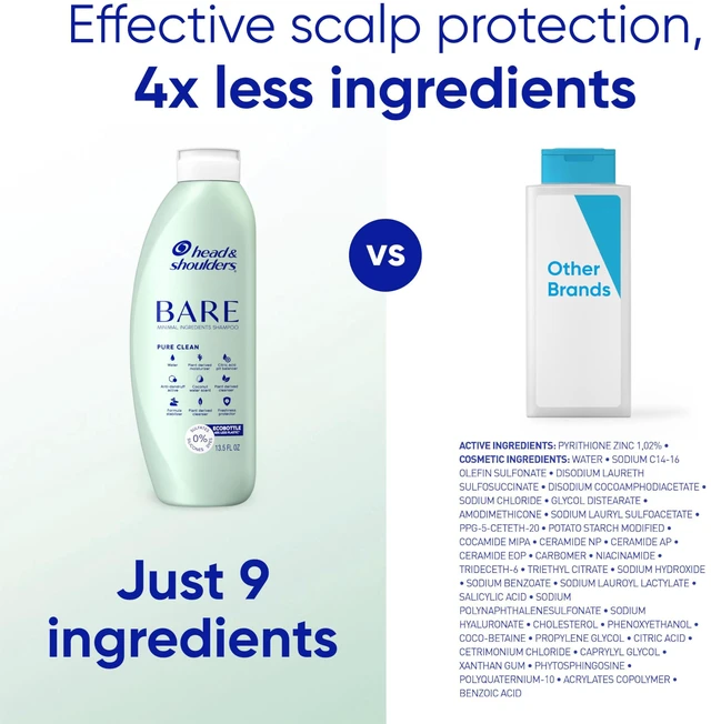 Alt view image 4 of 7 - Anti-Dandruff Shampoo, BARE Soothing Hydration, 1% Pyrithione Zinc, Dry Scalp Relief, Free of Sulfates, Silicones, Dyes, 13.5 Fl Oz
