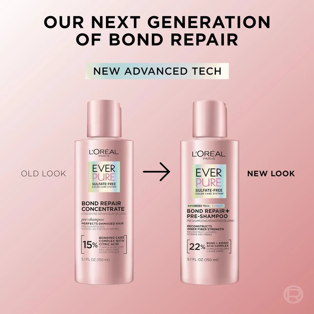 Alt view image 3 of 7 - Sulfate Free Bond Repair+ Pre Shampoo Concentrate, Hair Treatment with Bond + Amino Acid Complex for Colored, Bleached or Damaged Hair, EverPure, 5.1 Fl Oz (Packaging May Vary)