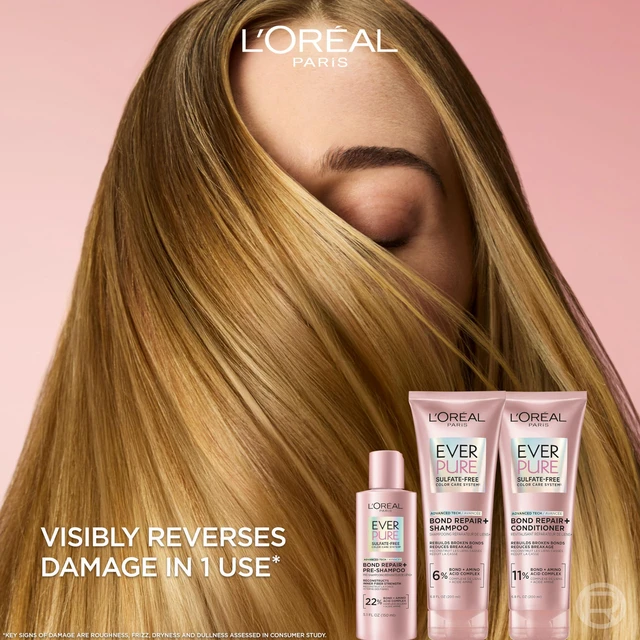 Alt view image 2 of 7 - Sulfate Free Bond Repair+ Pre Shampoo Concentrate, Hair Treatment with Bond + Amino Acid Complex for Colored, Bleached or Damaged Hair, EverPure, 5.1 Fl Oz (Packaging May Vary)