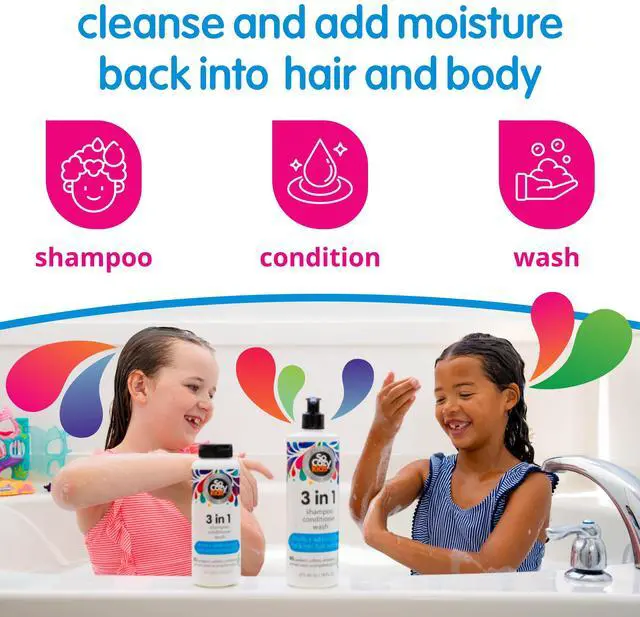 Alt view image 2 of 7 - Kids Shampoo, Conditioner & Body Wash, Gentle 3-in-1, 16 Fl Oz Pump | Moisture Rich Hydrating Daily Cleanser & Conditioning with Keratin, Vitamin B5 & Kiwi Extract, Paraben & Sulfate-Free