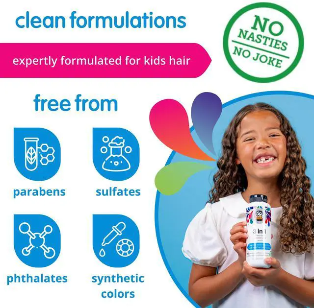 Alt view image 5 of 7 - Kids Shampoo, Conditioner & Body Wash, Gentle 3-in-1, 16 Fl Oz Pump | Moisture Rich Hydrating Daily Cleanser & Conditioning with Keratin, Vitamin B5 & Kiwi Extract, Paraben & Sulfate-Free