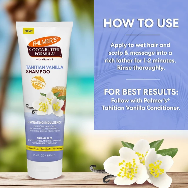 Alt view image 5 of 6 - Tahitian Vanilla Hydrating Hair Shampoo (10.6 Fl Oz) | Indulgent, Hydrating & Moisturizing Shampoo with Vit. E & Acacia Honey for Shine, Smoothness & Frizz Control, All Hair Types