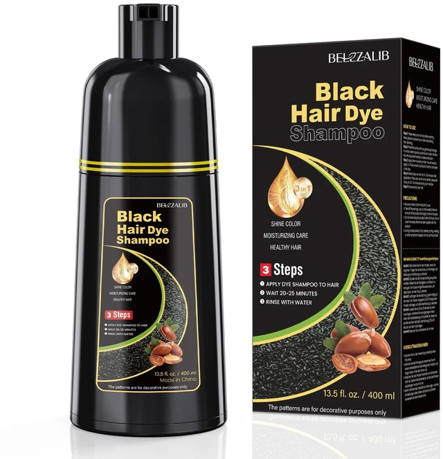 Main image of Black Hair Dye Shampoo for Woman & Man, Hair Color Shampoo 3 in 1 | Gray Hair Coverage, Mild Formula, Lasts Long (13.5 oz)