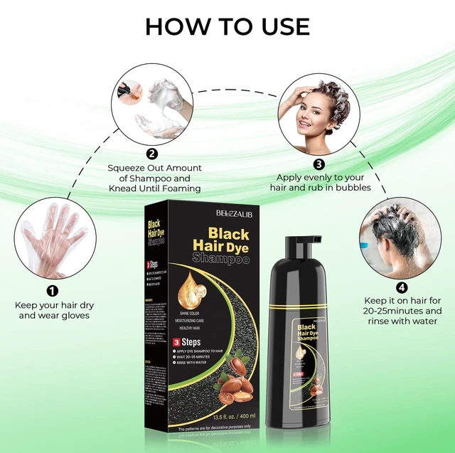 Alt view image 3 of 7 - Black Hair Dye Shampoo for Woman & Man, Hair Color Shampoo 3 in 1 | Gray Hair Coverage, Mild Formula, Lasts Long (13.5 oz)