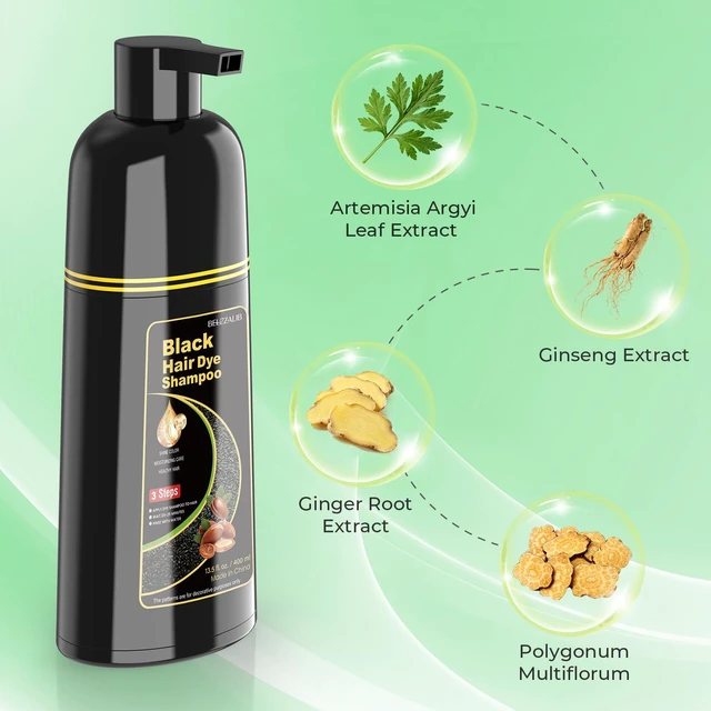 Alt view image 4 of 7 - Black Hair Dye Shampoo for Woman & Man, Hair Color Shampoo 3 in 1 | Gray Hair Coverage, Mild Formula, Lasts Long (13.5 oz)
