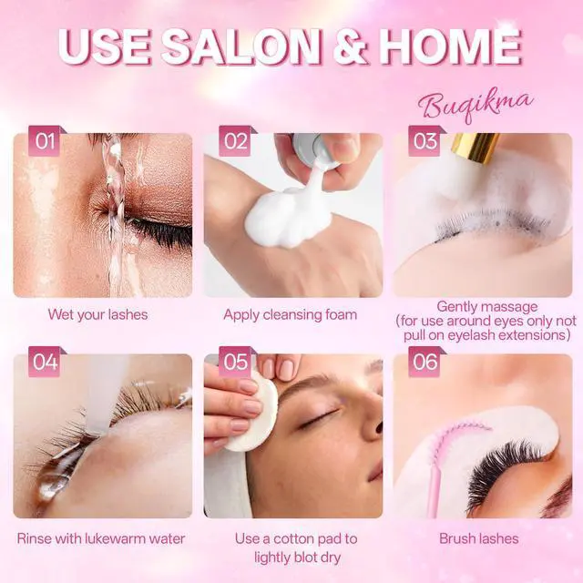 Alt view image 6 of 7 - Lash Shampoo Eyelash Shampoo for Lash Extensions, 2.02 Fl Oz/60mL | Lash Shampoo Kit with Lash Wash Brush, Gentle Eyelash Cleaning Kit Extension Cleanser for Salon Pro & Home Daily Eyelash Care