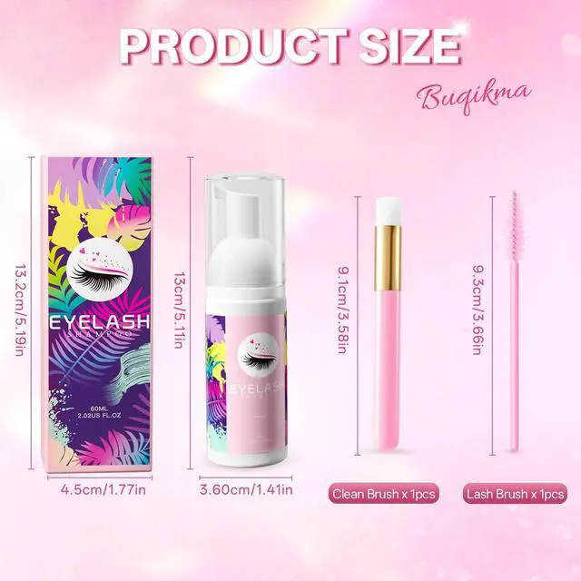 Alt view image 7 of 7 - Lash Shampoo Eyelash Shampoo for Lash Extensions, 2.02 Fl Oz/60mL | Lash Shampoo Kit with Lash Wash Brush, Gentle Eyelash Cleaning Kit Extension Cleanser for Salon Pro & Home Daily Eyelash Care
