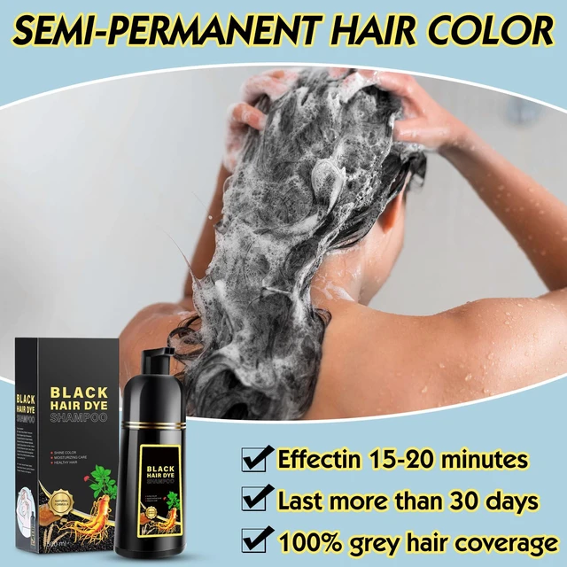 Alt view image 4 of 7 - Black Hair Dye Shampoo 3 in 1, Herbal Shampoo Hair Dye for Women Men, Grey Coverage