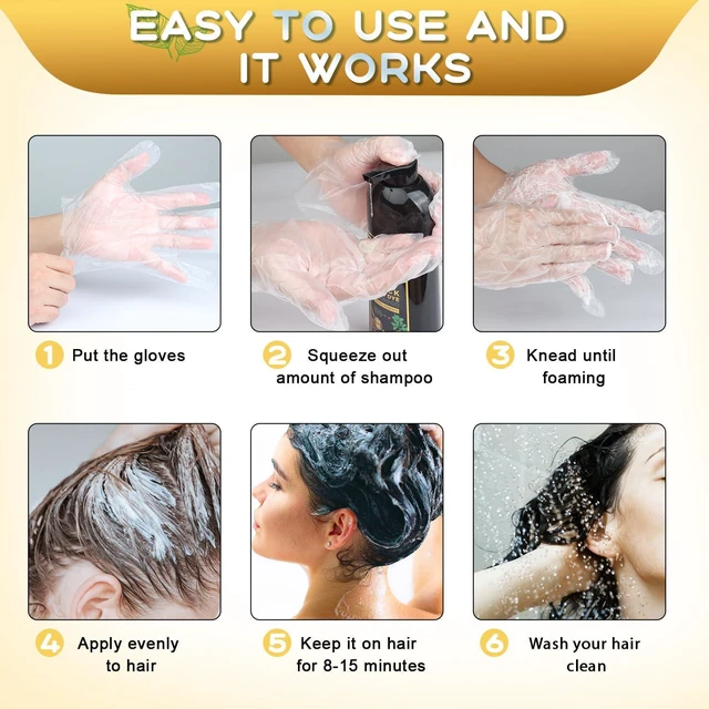 Alt view image 6 of 7 - Black Hair Dye Shampoo 3 in 1, Herbal Shampoo Hair Dye for Women Men, Grey Coverage