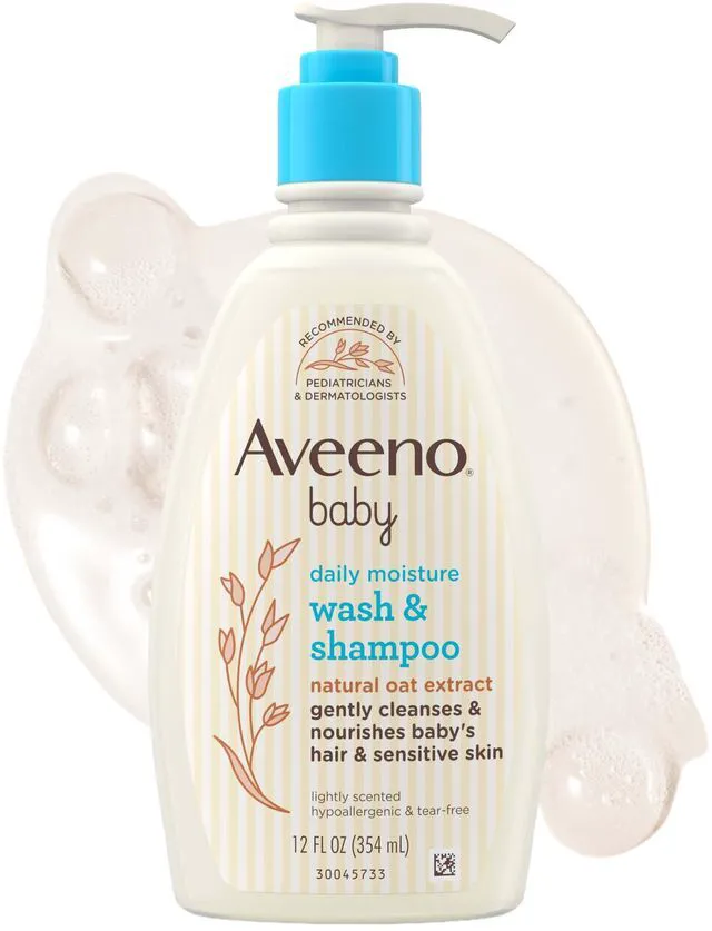Main image of Daily Moisture Wash & Shampoo, Tear-Free, 12 fl. oz | 2-in-1 Baby Wash and Hair Shampoo with Oat Extract, For Sensitive Skin and Hair, No Added Parabens