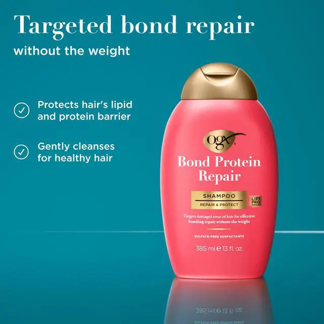 Alt view image 2 of 7 - Repair & Protect Bond Protein Repair Shampoo, Lightweight Hair Wash Cleanses & Targets Damaged Hair for Effective Bond Repair, Formulated without Parabens, 13 fl. oz