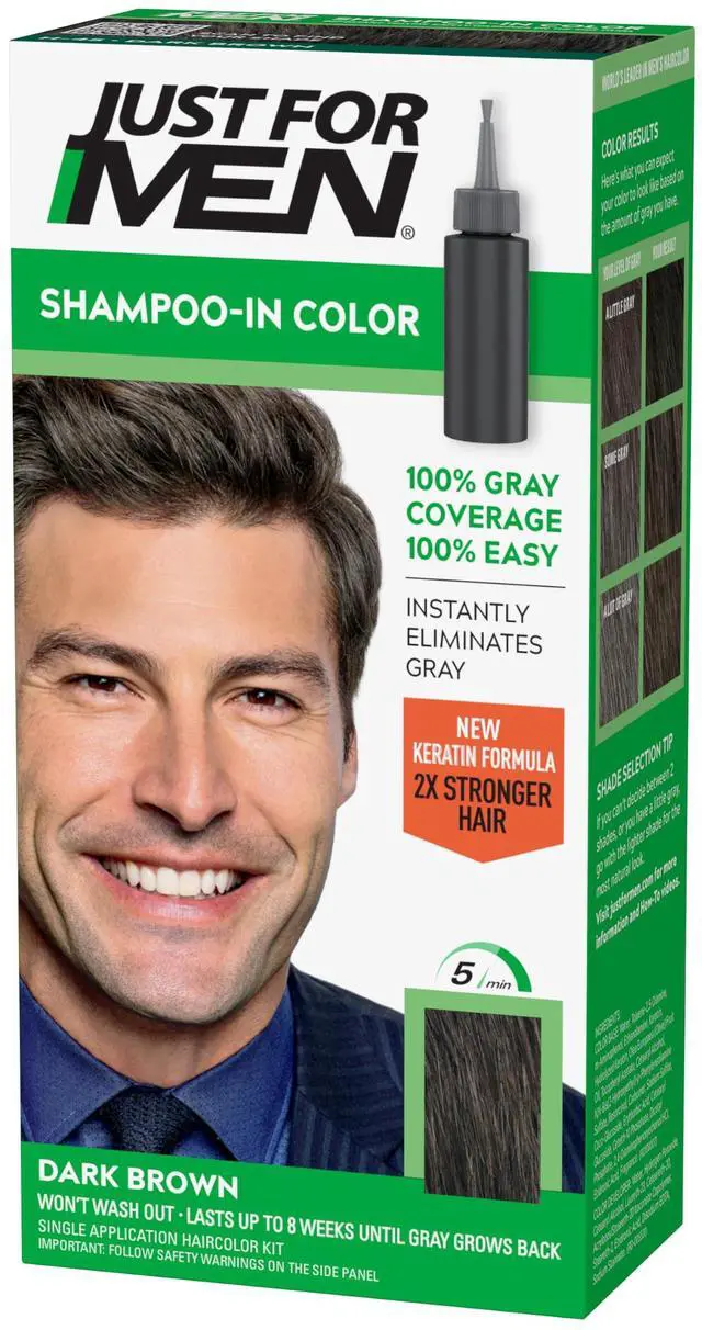 Main image of Shampoo-In Color (Formerly Original Formula), Mens Hair Color with Keratin and Vitamin E for Stronger Hair - Dark Brown, H-45, Pack of 1 (Packaging May Vary)