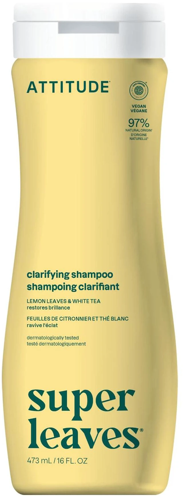 Main image of Clarifying Hair Shampoo, EWG Verified, Restores Shine, Naturally Derived Ingredients, Vegan and Plant Based, Lemon Leaves and White Tea, 16 Fl Oz