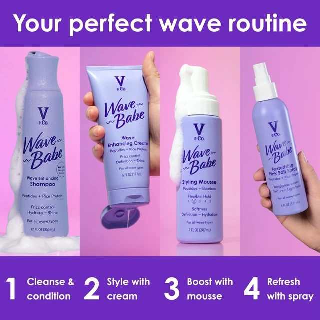 Alt view image 3 of 7 - Wave Babe Wavy Hair Shampoo, Sulfate Free & Paraben Free Hydrating Hair Care with Rice Protein & Peptides for Frizz Control & Wave Definition 12 fl oz