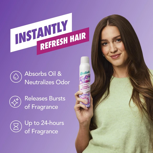 Alt view image 2 of 7 - Touch Activated Dry Shampoo with Scent-Releasing Tech, 3.81 Oz | Up to 24 Hours of Freshness, Long Lasting Scent, Absorbs Oil in Hair Between Washes, Waterless Shampoo