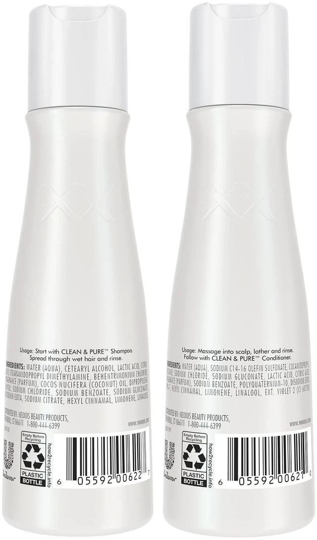 Alt view image 2 of 6 - Nexxus Travel Shampoo and Conditioner Sets, Clean & Pure 2-Pack, 3 Oz Ea | Hair & Scalp Detox with Elastin Protein & Marine Minerals | Protein Treatment for Damaged Hair | Products for Women & Men