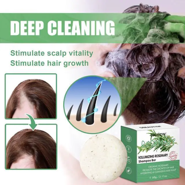 Alt view image 3 of 7 - 2 Pack Rosemary Shampoo Bar for Hair Growth,Deep Cleansing for Scalp Hair Loss Shampoo Soap,Organic Hair Oil Control,Solid Shampoo Bar,Refreshing and Hydrating Soap for Stocking Stuffers Women Gifts