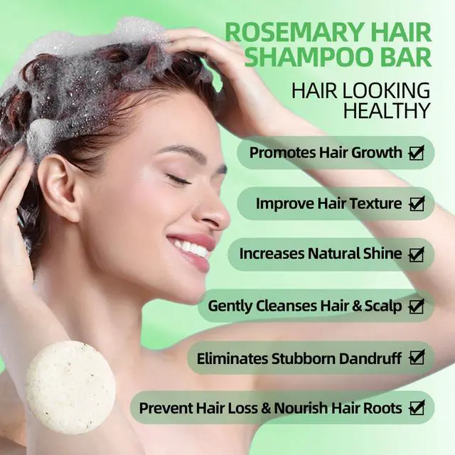 Alt view image 4 of 7 - 2 Pack Rosemary Shampoo Bar for Hair Growth,Deep Cleansing for Scalp Hair Loss Shampoo Soap,Organic Hair Oil Control,Solid Shampoo Bar,Refreshing and Hydrating Soap for Stocking Stuffers Women Gifts