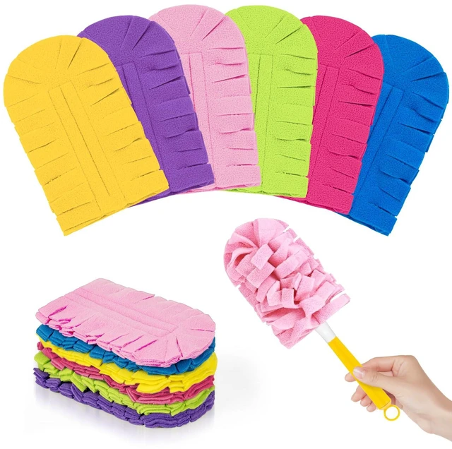 Main image of 6 PCS Microfiber Reusable Duster Refills for Swiffer Duster | Washable Fleece Pads with 1 Handle, 360° Multi-surface Dusters, Heavy Duty Duster Refills, Wet & Dry Use, Rainbow Colors