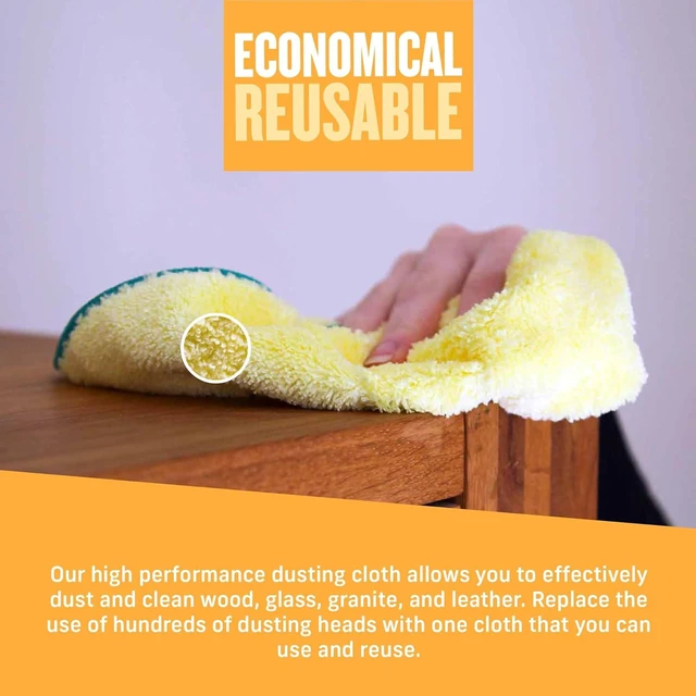 Alt view image 5 of 7 - High Performance Dusting Cloth, Reusable & Dual-Sided - 2 Pack | Reusable & Washable Cleaning Cloths for Home, Kitchen, Glass, Wood & Granite, Streak Free Cleaning Supplies