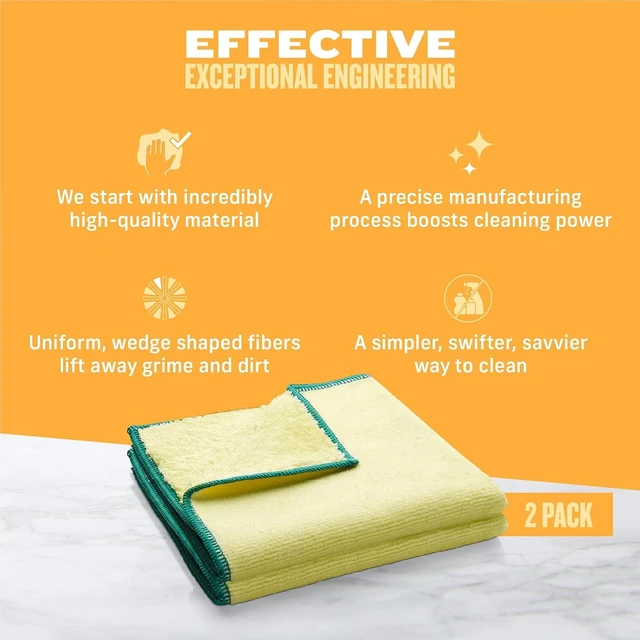 Alt view image 6 of 7 - High Performance Dusting Cloth, Reusable & Dual-Sided - 2 Pack | Reusable & Washable Cleaning Cloths for Home, Kitchen, Glass, Wood & Granite, Streak Free Cleaning Supplies